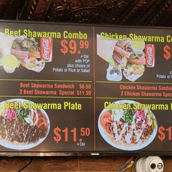 Tasty Shawarma - Menu