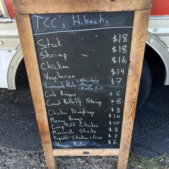 TCC's Hibachi - a menu on a chalkboard - Thai Near Me TCC's Hibachi - a menu on a chalkboard - Thai Near Me