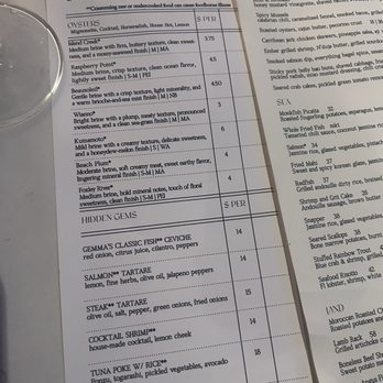Gemma Fish + Oyster - Raw bar menu - Seafood Near Me - Jacksonville, Florida