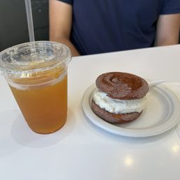 Iced Jasmine tea and churro ice cream