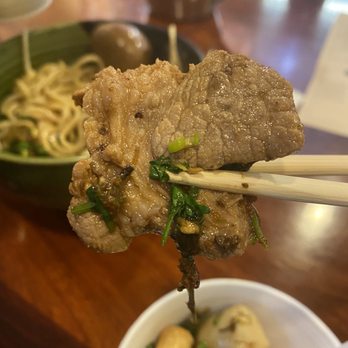 Good Shine Kitchen - House special dry noodles with PORK that was meh, whole egg and fish cakes. Good and it did have broth/sauce halfway down. $11. - Chinese Near Me - Monterey Park, California