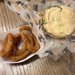 Habit Burger & Grill - Charburger with Cheese and Onion Rings