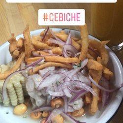 El Mercadito Peruano - Cebiche con chicharrón the calamar Cebiche with deep fried calamari