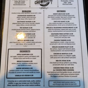 The Chowhouse - Entrees Desserts - American Near Me - Tulsa, Oklahoma