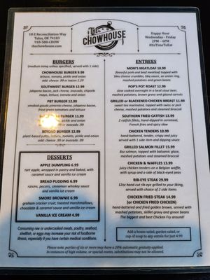 Menu photo 4 The Chowhouse Tulsa, OK