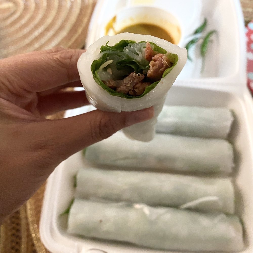 Lien Hue 3 - #5- Goi cuon tom thit: spring rolls with shrimp and pork with peanut sauce and peppers. - Vietnamese Near Me - Westminster, California Lien Hue 3 - #5- Goi cuon tom thit: spring rolls with shrimp and pork with peanut sauce and peppers. - Vietnamese Near Me - Westminster, California