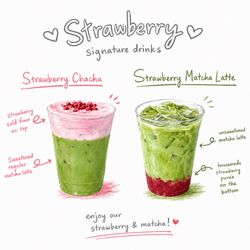 Platform 909 - Our strawberry matcha drinks!