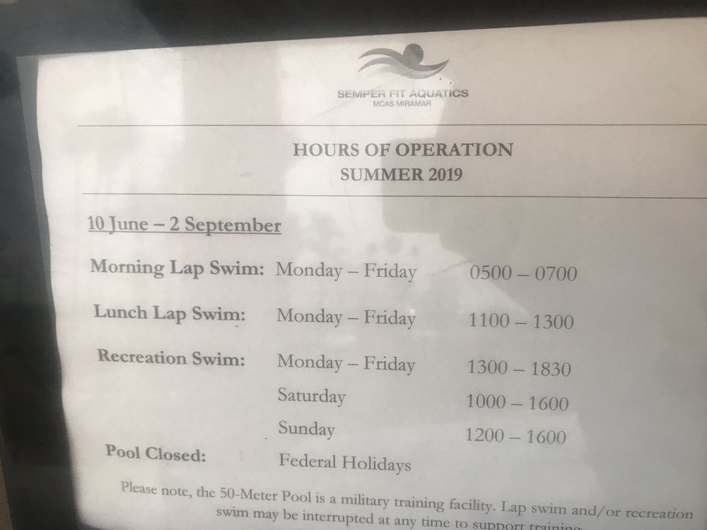 MCAS MIRAMAR POOL/TRAINING TANK Updated June 2024 6360 Bauer Rd