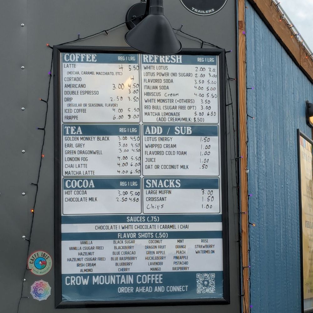 Crow Mountain Coffee - Menu - Coffee & Tea Near Me - Smithfield, Utah