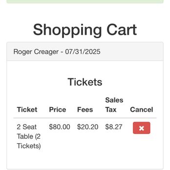 High Horse Saloon - Ticket receipt including service charge - Pubs Near Me - Texas City, Texas