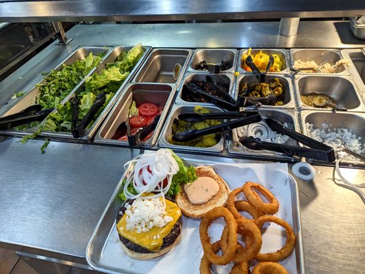 Photo of Jenny’s Burgers - San Francisco, CA, US. stellar burger toppings station