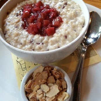 Lola - Steel cut oats with rhubarb compote and vanilla almonds - Greek Near Me - Seattle, Washington
