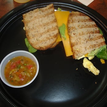 Corner Bakery Cafe - Avocado & Spinach Power Panini Thin (Comes with a cup of some type of salsa, which I avoided because there's CILANTRO in it!) - Breakfast & Brunch Near Me - Atlanta, Georgia Corner Bakery Cafe - Avocado & Spinach Power Panini Thin (Comes with a cup of some type of salsa, which I avoided because there's CILANTRO in it!) - Breakfast & Brunch Near Me - Atlanta, Georgia