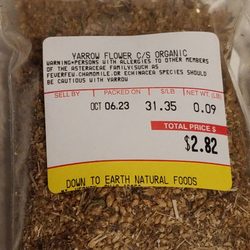 Down To Earth Natural Foods - Yarrow flowers, I've been using a lot as the bay was full nearly to bursting.