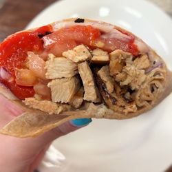 Griddle This - Greek Wrap - grilled chicken, tzatziki sauce, bell peppers, onions, and tomatoes on a whole wheat wrap