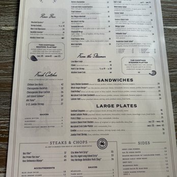 The Choptank - Menu May 2026 - Seafood Near Me - Baltimore, Maryland