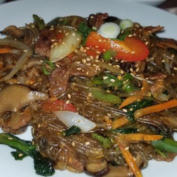 Hotstone Authentic Korean Cuisine - Japchae noodles with pork - Korean Near Me - Olympia, Washington Hotstone Authentic Korean Cuisine - Japchae noodles with pork - Korean Near Me - Olympia, Washington