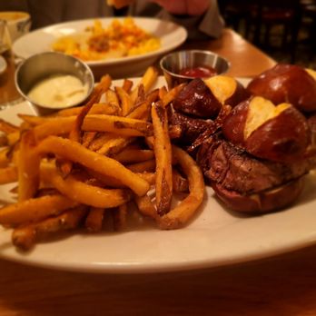 Labriola - Three Petite Filets, Maître D' Butter, Mini Pretzel Bun - Italian Near Me - Chicago, Illinois Labriola - Three Petite Filets, Maître D' Butter, Mini Pretzel Bun - Italian Near Me - Chicago, Illinois