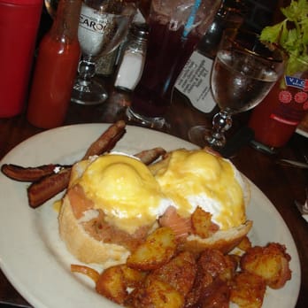 Julians - Nova Scotia Benediction with homefries and applewood smoked bacon, sangria & bloody mary - New American Near Me - Providence, Rhode Island Julians - Nova Scotia Benediction with homefries and applewood smoked bacon, sangria & bloody mary - New American Near Me - Providence, Rhode Island