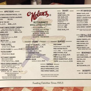 Nolan's Restaurant - the menu - Barbeque Near Me - Corpus Christi, Texas Nolan's Restaurant - the menu - Barbeque Near Me - Corpus Christi, Texas