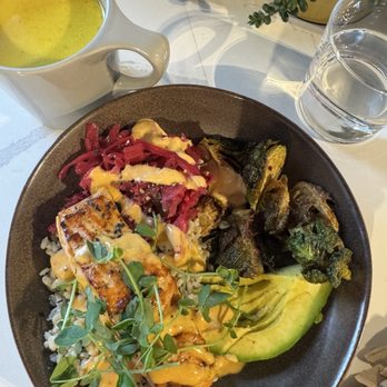 Leven Bakery & Cafe - Spicy Salmon Bowl, Golden Broth - Bakeries Near Me - Houston, Texas Leven Bakery & Cafe - Spicy Salmon Bowl, Golden Broth - Bakeries Near Me - Houston, Texas