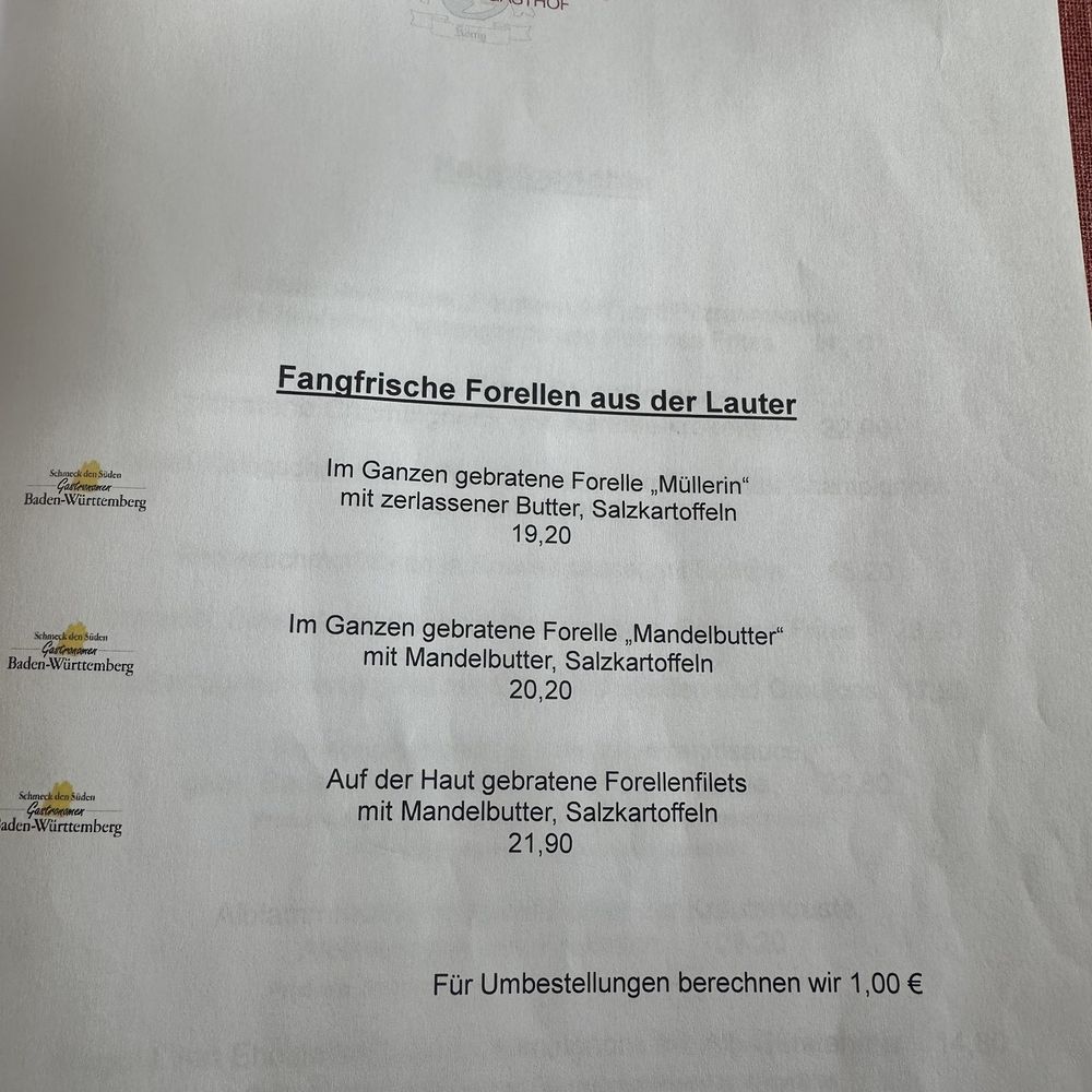 Restaurant Wittstaig - Menu - Swabian Near Me - Münsingen, BW