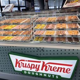 a display of krispy kreme doughnuts
