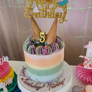 Nutriente Pastry Studio - 5 year old pastel rainbow birthday cake, rainbow cake layers on the inside! - Patisserie/Cake Shop Near Me - Las Vegas, Nevada