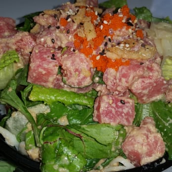 Pokestuf - Ahi tuna & salmon poke on a bed of salad - Hawaiian Near Me - Alhambra, California Pokestuf - Ahi tuna & salmon poke on a bed of salad - Hawaiian Near Me - Alhambra, California