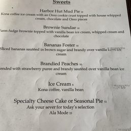 Dessert menu Dessert menu