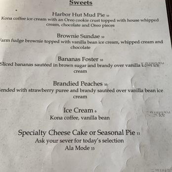 The Harbor Hut - Dessert menu - Seafood Near Me - Morro Bay, California The Harbor Hut - Dessert menu - Seafood Near Me - Morro Bay, California