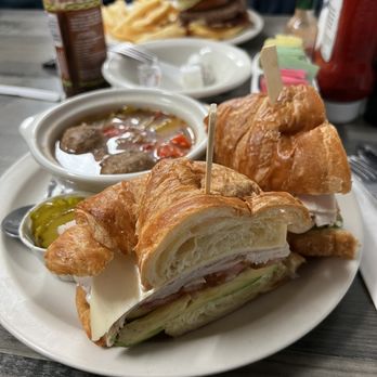 Eggs N Things - Turkey and Swiss croissant sandwich with side of soup - Breakfast & Brunch Near Me - Valencia, California Eggs N Things - Turkey and Swiss croissant sandwich with side of soup - Breakfast & Brunch Near Me - Valencia, California