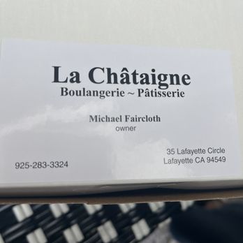 La Châtaigne - Here is the business card. - Patisserie/Cake Shop Near Me - Lafayette, California La Châtaigne - Here is the business card. - Patisserie/Cake Shop Near Me - Lafayette, California