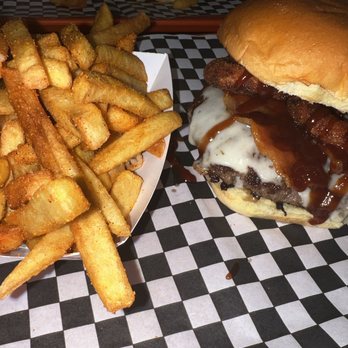 Super Stuffed Burgers - The Texas Ranger BBQ Burger & Seasoned French Fries - Burgers Near Me - Springfield Township, New Jersey Super Stuffed Burgers - The Texas Ranger BBQ Burger & Seasoned French Fries - Burgers Near Me - Springfield Township, New Jersey