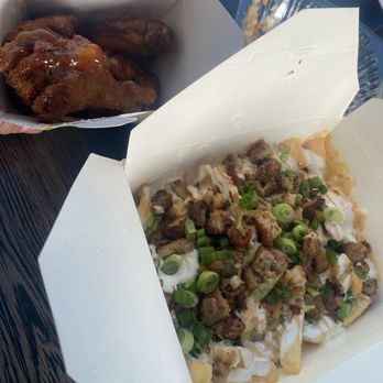 Blue Saigon - Candy chicken wings /California sisig fries - Asian Fusion Near Me - Pittsburg, California