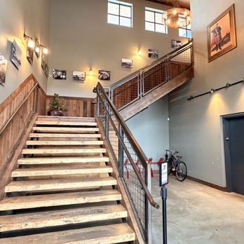 7 Seas Brewing - From the front door, the stairs going up if you can't take the stairs, there's a elevator to the right - Breweries Near Me - Tacoma, Washington