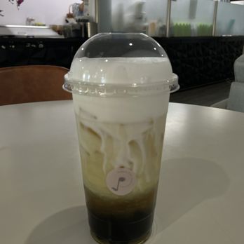 Poppin Tea - Jasmine Green Tea with Milk Foam - Bubble Tea Near Me - Houston, Texas
