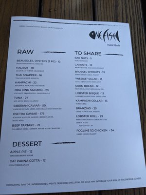 Menu photo 4 One Fish Raw Bar Campbell, CA