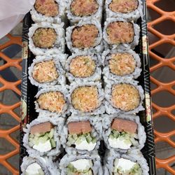 Zheng Garden Beachside - From bottom to top Philly, spicy crabmeat, and spicy tuna