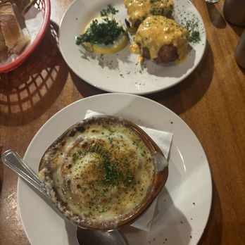 Cafe Brussels - Onion Soup Au Gratin & Salmon Croquettes - Belgian Near Me - Houston, Texas Cafe Brussels - Onion Soup Au Gratin & Salmon Croquettes - Belgian Near Me - Houston, Texas