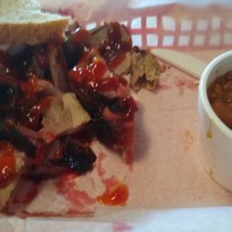 Two meats platter and sides, about $12 and drinks.