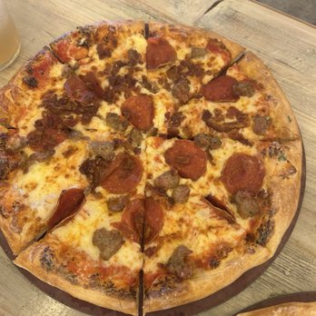 The Hampton Social - Denver - Pepperoni and sausage pizza from happy hour menu - New American Near Me - Denver, Colorado The Hampton Social - Denver - Pepperoni and sausage pizza from happy hour menu - New American Near Me - Denver, Colorado