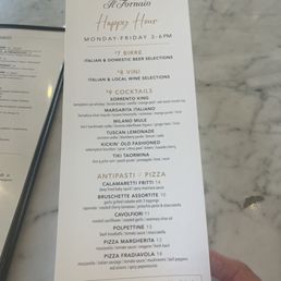 Happy hour menu