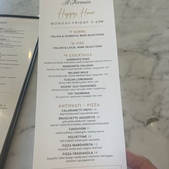Il Fornaio - Happy hour menu - Italian Near Me - Del Mar, California