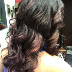 Whiskey & Pearls Hair Salon - Black purple and red