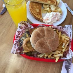 TJ’s Diner - Grilled Cheese and the Wild West Burger. Also a large Tango (orange soda on draft)