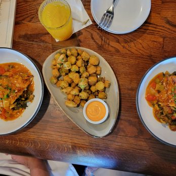 Subourbon - Blackened catfish entree. Okra $7 HH. They split the entree for us. - Southern Near Me - Columbus, Ohio
