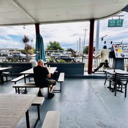 Outdoor seating area facing I-27