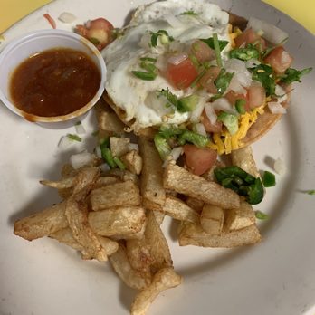 Rositas Taco Shop - Breakfast tostada con papas - Coffee & Tea Near Me - Rockport, Texas