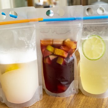 Cafe Sport Restaurant - a variety of drinks in plastic bags - Seafood Near Me - Williston Park, New York Cafe Sport Restaurant - a variety of drinks in plastic bags - Seafood Near Me - Williston Park, New York
